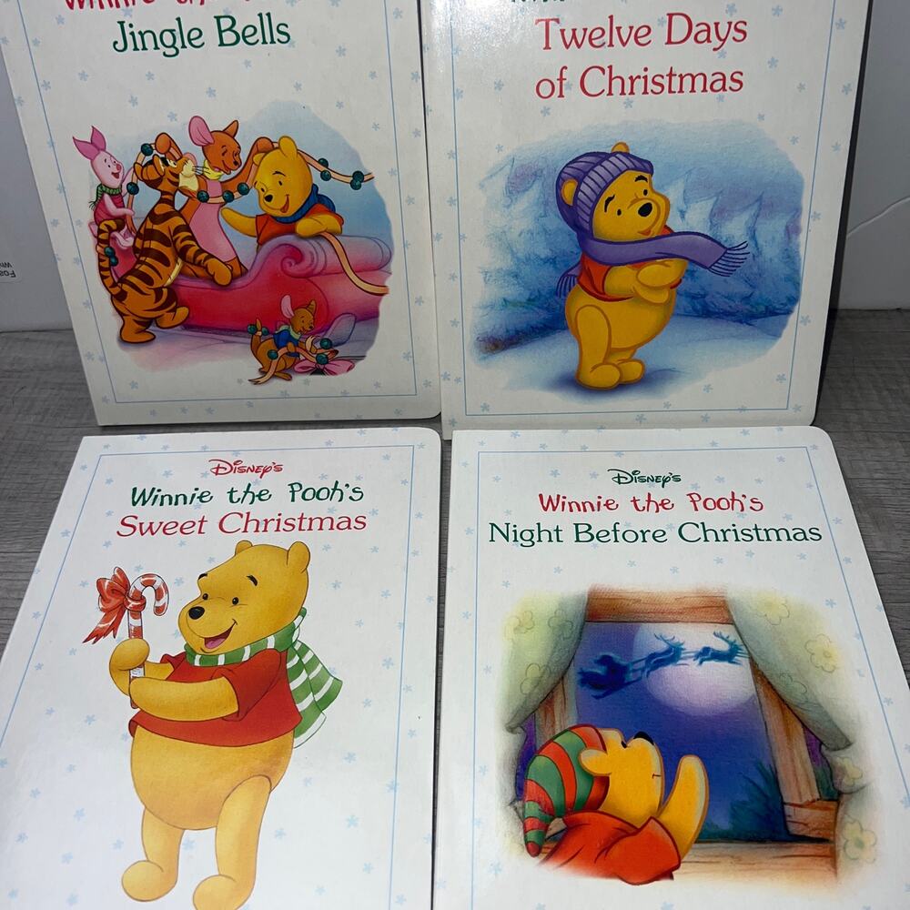 Vintage 1998 Disney's Winnie the Pooh Box of Christmas board Book set